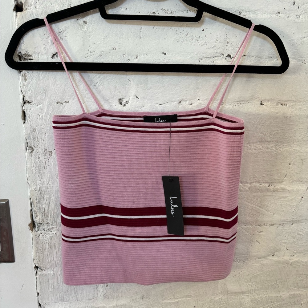 Lenore Mauve Pink Striped Ribbed Crop Top